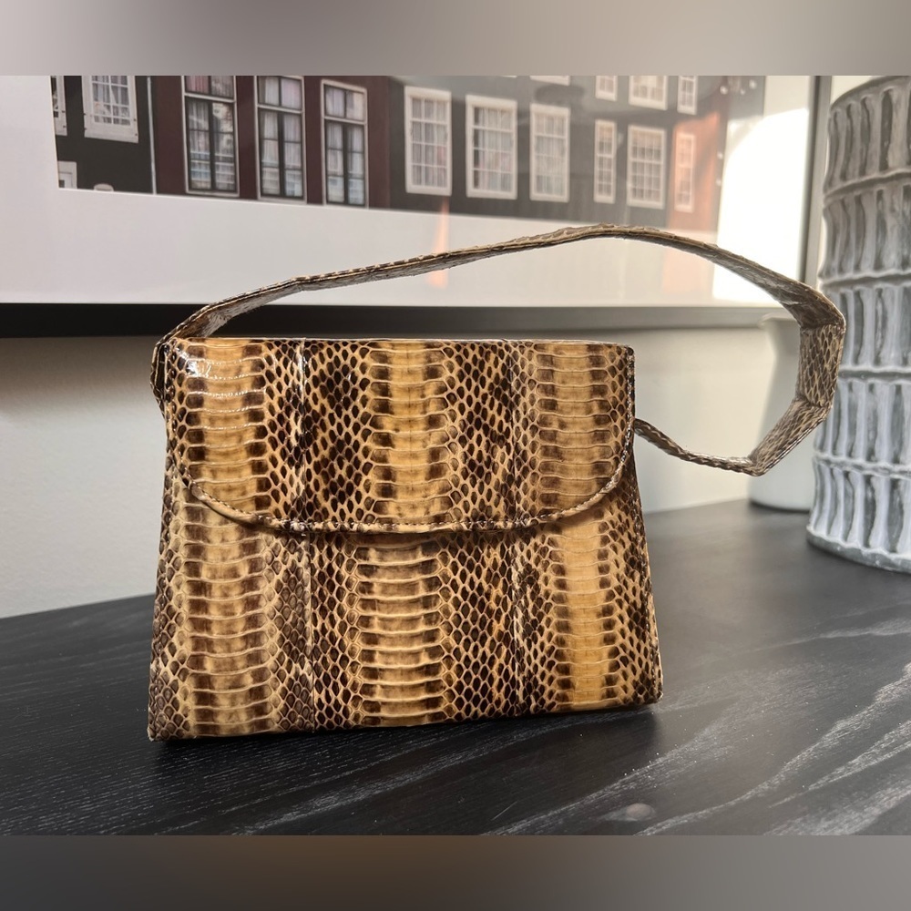 Gail Labelle vintage snakeskin top handle handbag purse Very good used condition